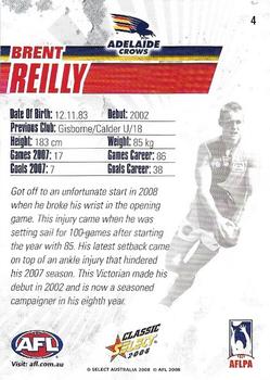 2008 Select AFL Classic #4 Brent Reilly Back